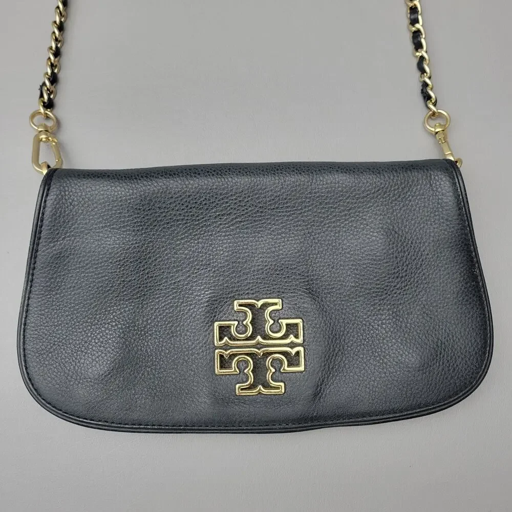 Tory Burch Bag Womens Britten Convertible Black Detachable Chain Strap Crossbody